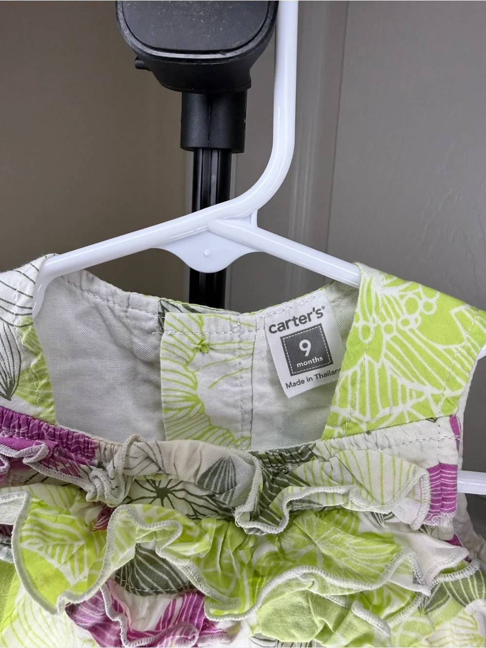 Carter's Floral Ruffle Sundress in White, Pink & Lime